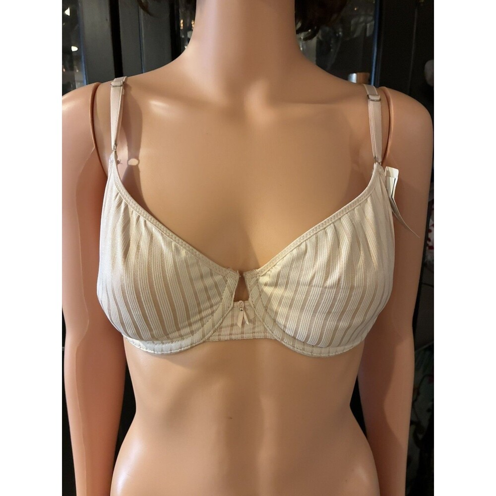 Vtg maidenform Bra Sz 34C Beige stripes